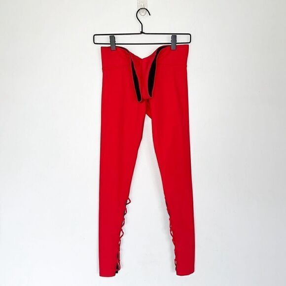 Jonathan Simkhai X Carbon38 Red Renee Legging Lace-up With Black Contrasting Und - Picture 2 of 13